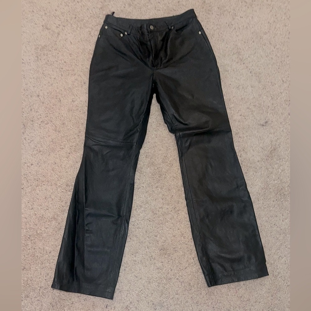 Learher black pants size 12 jeanology